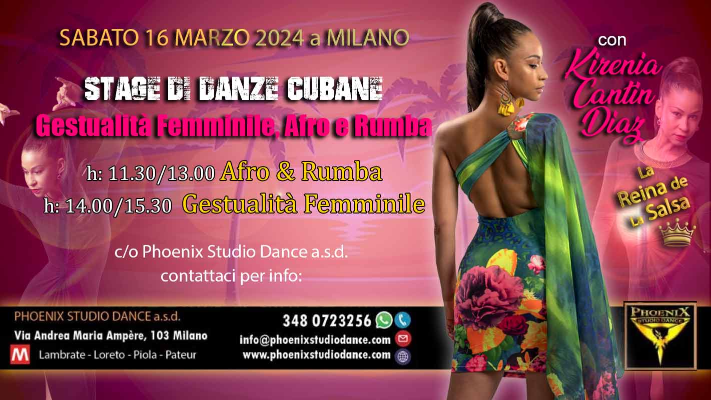 Stage di Afro & Rumba, Gestualità Femminile con Kirenia Cantin Diaz